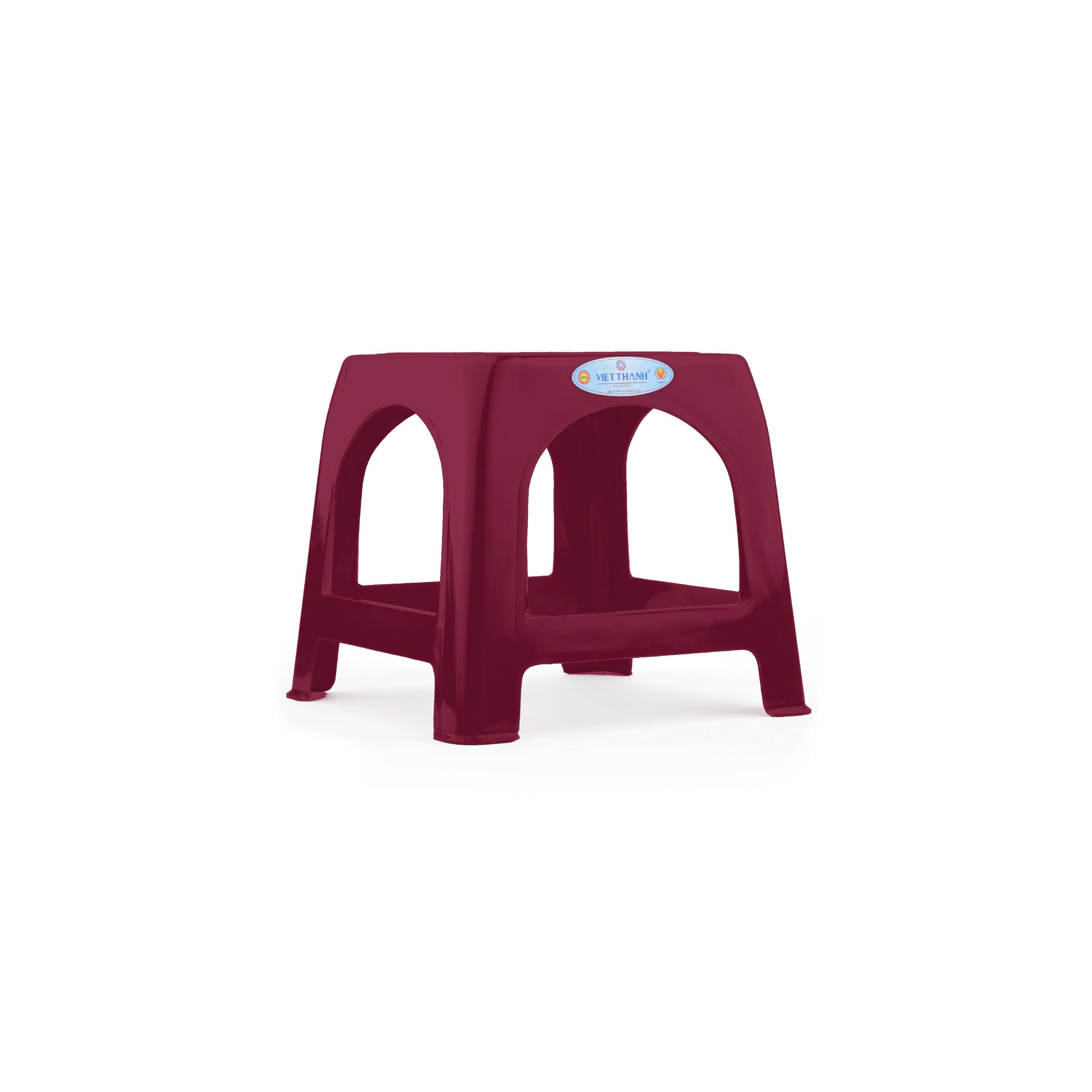 a set of maroon stools = 2 of 4